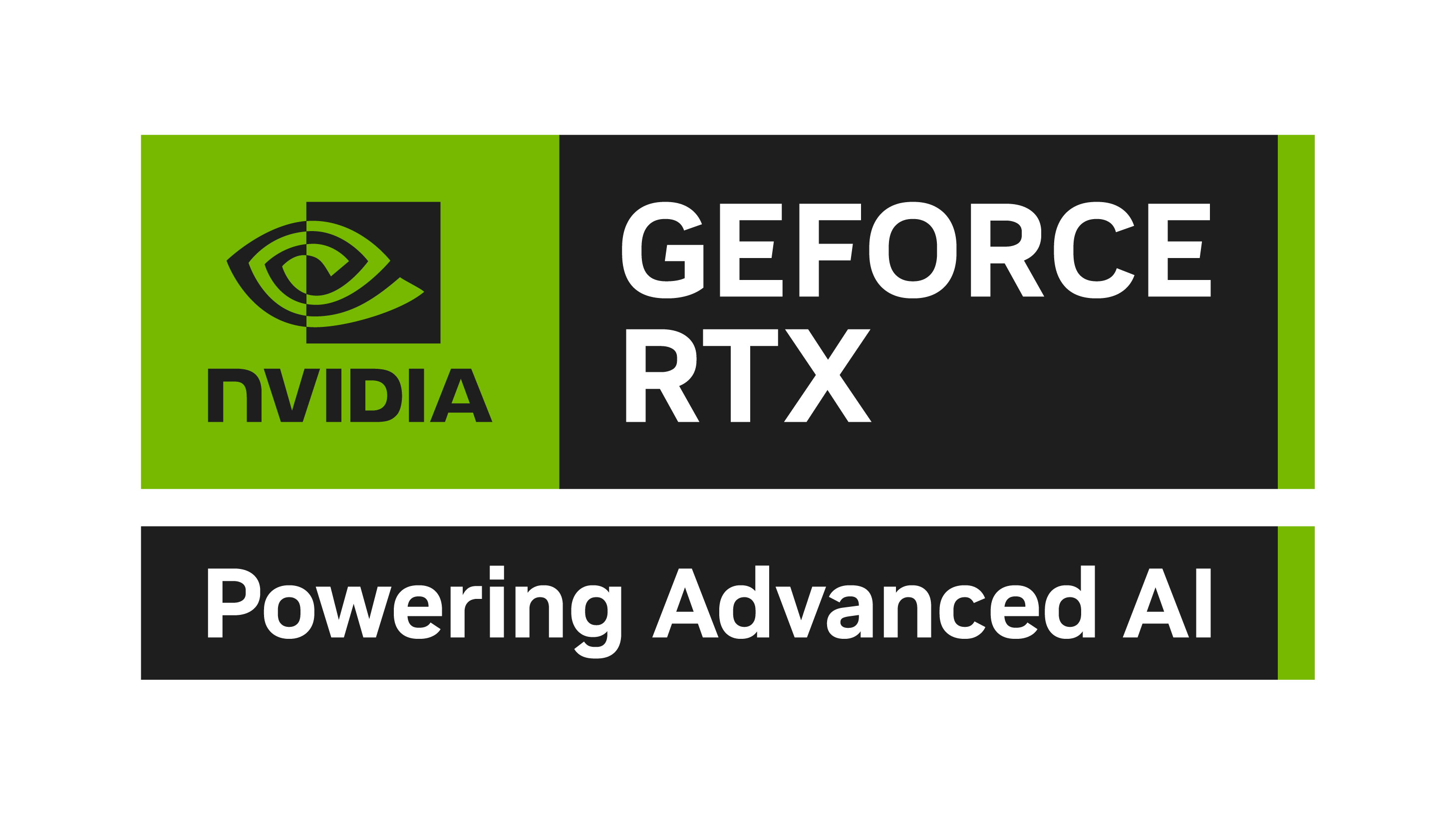 NVIDIA GeForce RTX Logo - Powering Advanced AI e Ray Tracing per gaming di nuova generazione